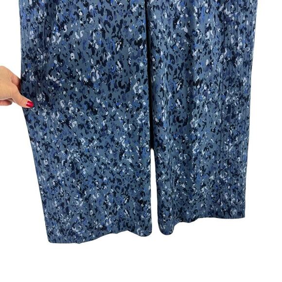 Athleta Avenue Printed Wide Leg Crop Navy Blue Pant Size 10 Style 980443 - Picture 11 of 16